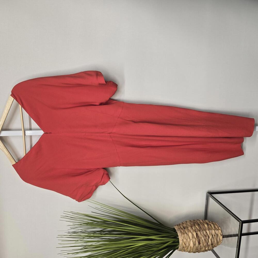 Lewit Women Red V-Neck Short Dolman Sleeve Sheath Dress Size 10 LW401302MI